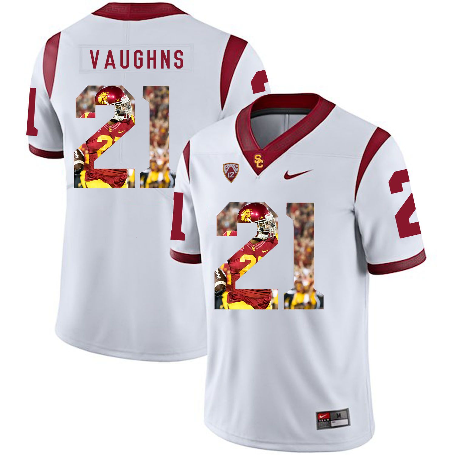 Men USC Trojans #21 Vaughns White Fashion Edition Customized NCAA Jerseys->customized ncaa jersey->Custom Jersey